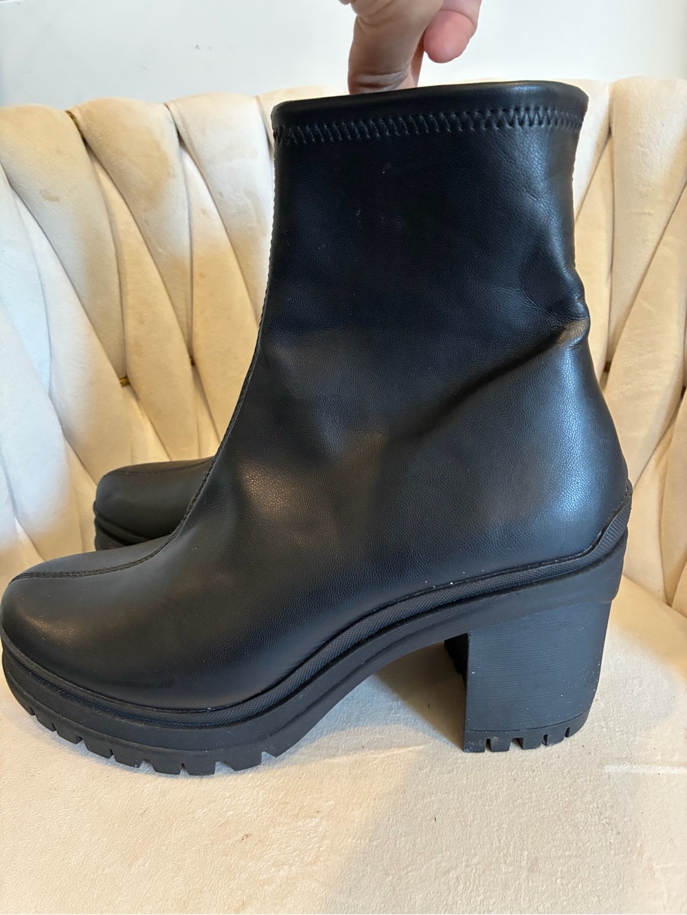 Bar III Black Chunky Platform Heel Ankle Booties - Picture 4 of 7